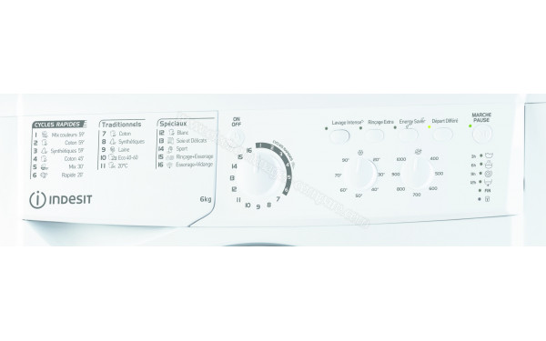INDESIT EWC61051WFRN - Vue des programmes