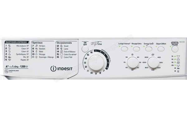 INDESIT EWC 61252 W FR - Panneau de commandes (cr&eacute;dit : Boulanger)