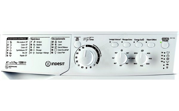 INDESIT EWC 71252 W FR - Panneau de commandes (cr&eacute;dit : Boulanger)