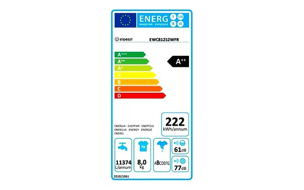 INDESIT EWC 81252 W FR - &Eacute;tiquette &eacute;nergie