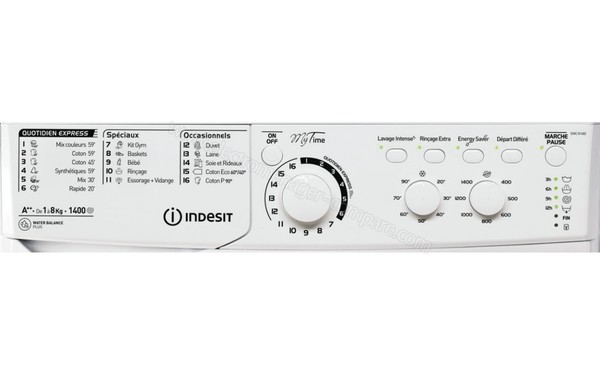INDESIT EWC 81482 W FR.M - Panneau de commandes (cr&eacute;dit : Darty)