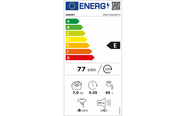 INDESIT EWD71452WFRN - &Eacute;tiquette &eacute;nergie v2