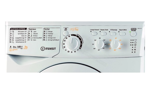 INDESIT EWDC 6145 W FR - Panneau de commandes (cr&eacute;dit : Darty)