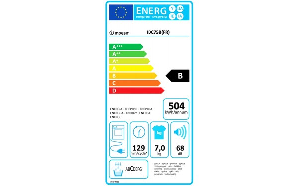 INDESIT IDC 75 B (FR) - &Eacute;tiquette &eacute;nergie