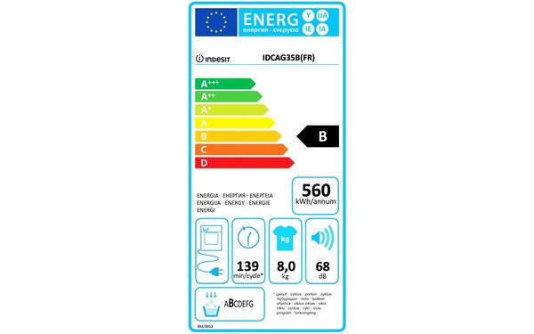 INDESIT IDCA G35 B (FR) - &Eacute;tiquette &eacute;nergie