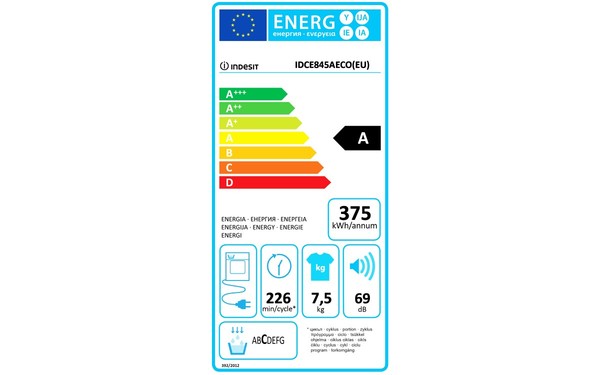INDESIT IDCE 845 A ECO (EU) - &Eacute;tiquette &eacute;nergie