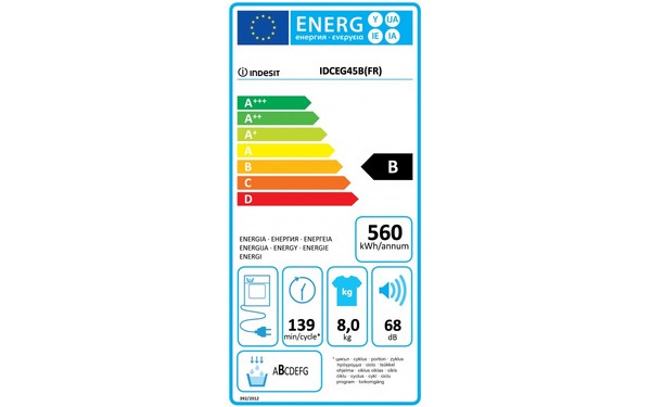 INDESIT IDCE G45 B (FR) - &Eacute;tiquette &eacute;nergie