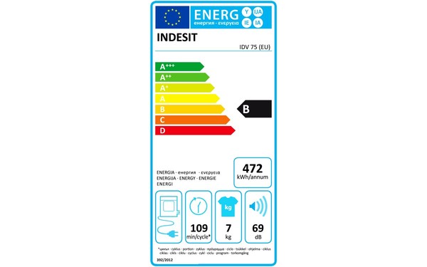 INDESIT IDV 75 (EU) - &Eacute;tiquette &eacute;nergie