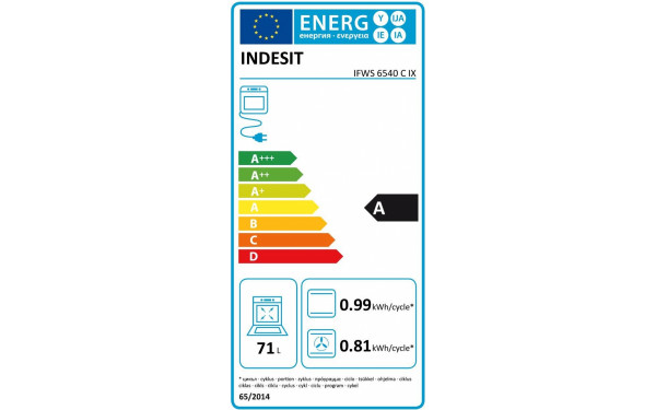 INDESIT IFWS 6540 C IX - &Eacute;tiquette &eacute;nergie