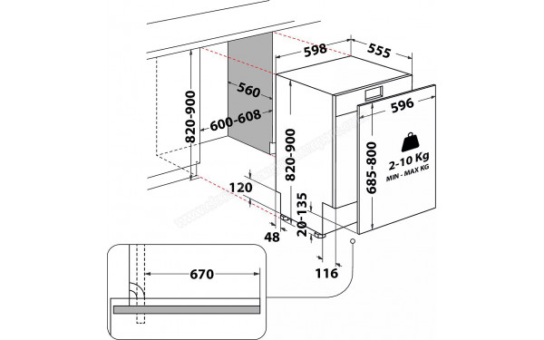 INDESIT IN2ITC14B1N6S - Dimensions