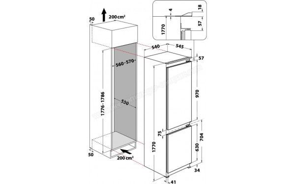 INDESIT INC18D031B1FR - Dimensions