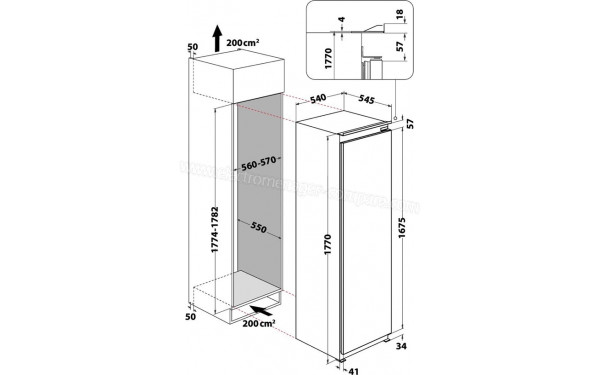 INDESIT INSD18A031B1FR - Dimensions