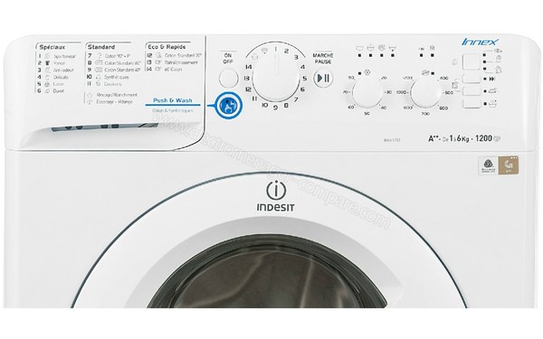 INDESIT INX 61252 W FR - Panneau de commandes (cr&eacute;dit : Darty)