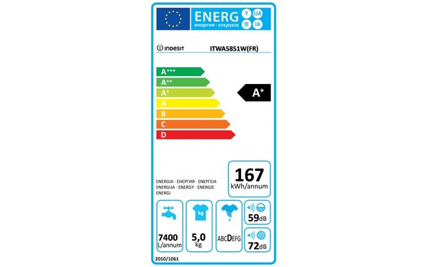 INDESIT ITW A 5851 W FR - &Eacute;tiquette &eacute;nergie