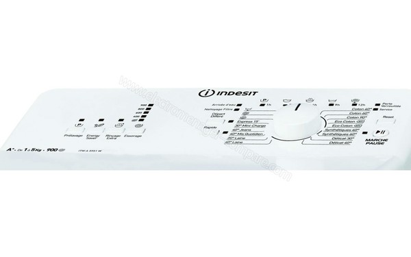 INDESIT ITW A 5951 W FR - Panneau de commandes (cr&eacute;dit : Boulanger)