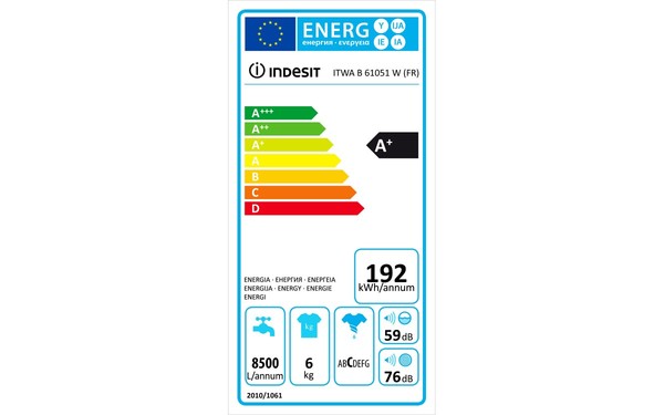 INDESIT ITWA B 61051 W (FR) - &Eacute;tiquette &eacute;nergie