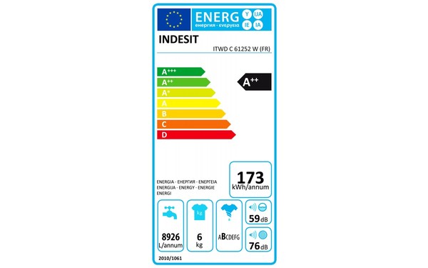 INDESIT ITW D C 61252 W - &Eacute;tiquette &eacute;nergie