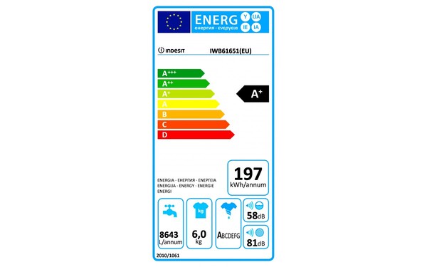 INDESIT IWB 61651 (EU) - &Eacute;tiquette &eacute;nergie