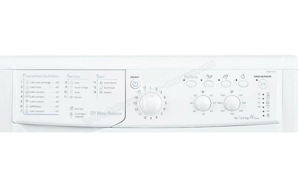 INDESIT IWC 61251 (FR) - Panneau de commande (cr&eacute;dit : Darty)
