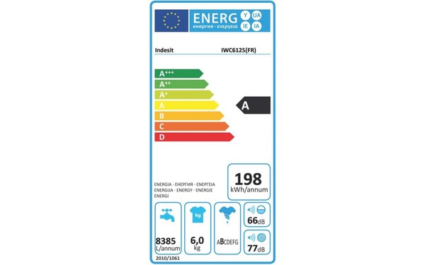INDESIT IWC 6125 S (FR) - &Eacute;tiquette &eacute;nergie