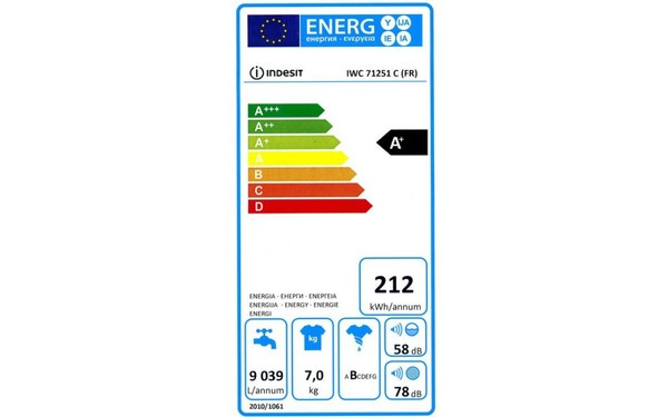 INDESIT IWC 71251 C (FR) - &Eacute;tiquette &eacute;nergie