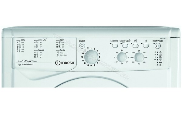 INDESIT IWC 71252 C ECO EU - Panneau de commandes (cr&eacute;dit : Darty)