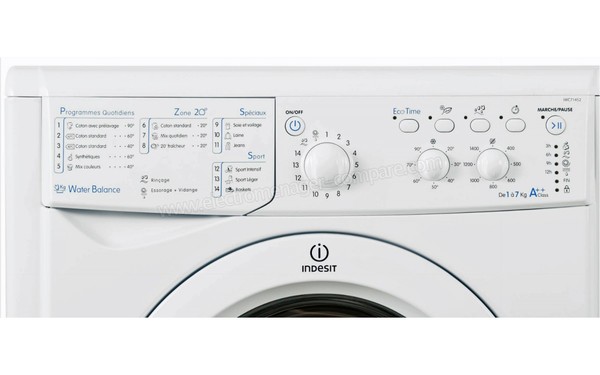 INDESIT IWC 71452 C FR - Panneau de commandes (cr&eacute;dit : Darty)