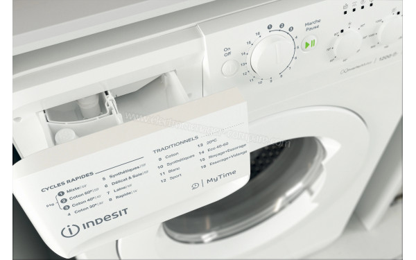 INDESIT MTWC91295WFR - Zoom sur le tiroir lessiviel