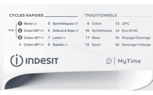 INDESIT MTWE81683WKFR - Vue des programmes