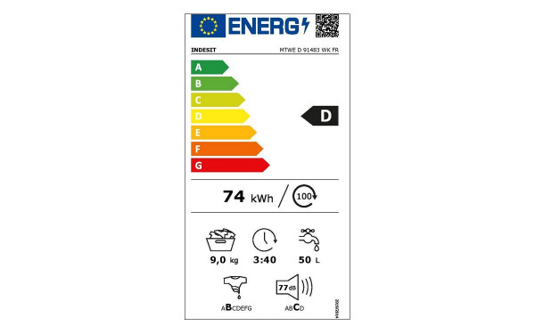 INDESIT MTWED91483WKFR - &Eacute;tiquette &eacute;nergie v2