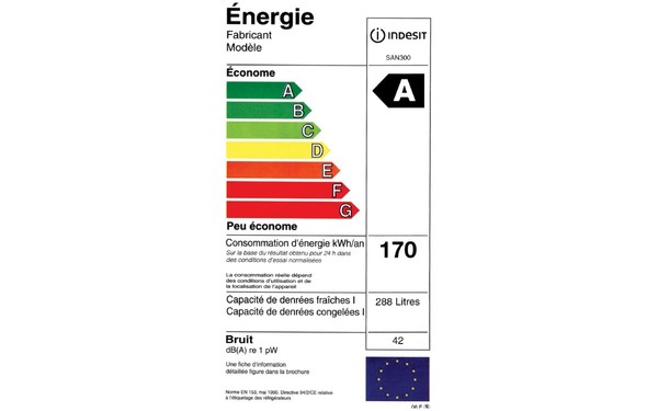 INDESIT SAN 300 (FR) - &Eacute;tiquette &eacute;nergie