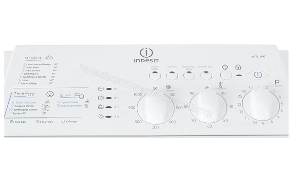 INDESIT WITL 1001 (FR) - Panneau de commandes