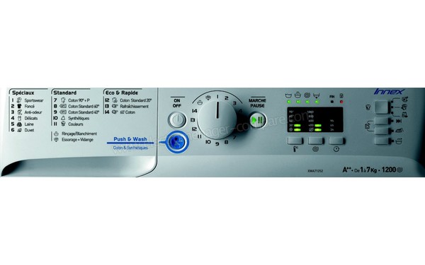 INDESIT XWA 71252 SG FR - Panneau de commandes (cr&eacute;dit : Boulanger)
