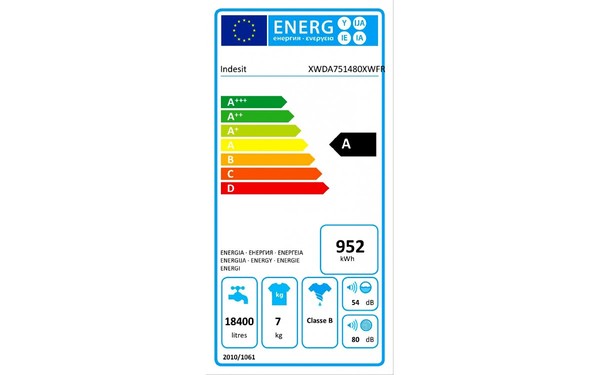 INDESIT XWDA 751480X W FR - &Eacute;tiquette &eacute;nergie