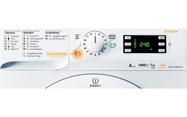 INDESIT XWDE 751680X W FR - Panneau de commandes (cr&eacute;dit : Boulanger)