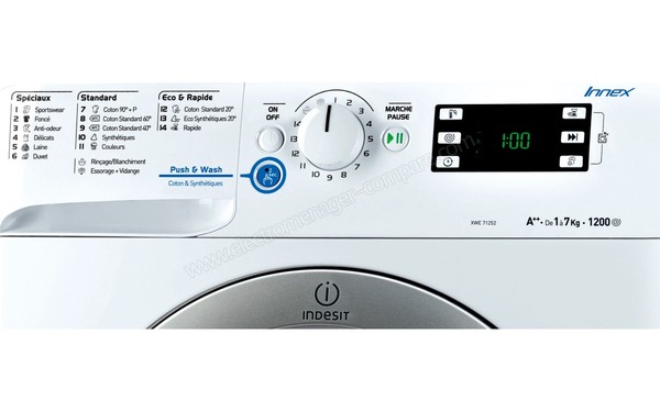 INDESIT XWE 71252 WSG FR - Panneau de commandes