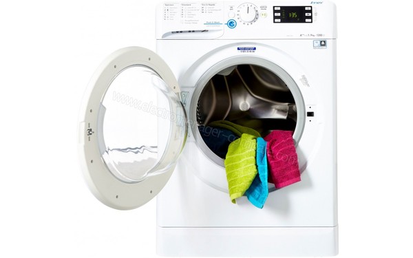 INDESIT XWE 91283X W FR - Vue de face hublot ouvert (cr&eacute;dit : Boulanger)