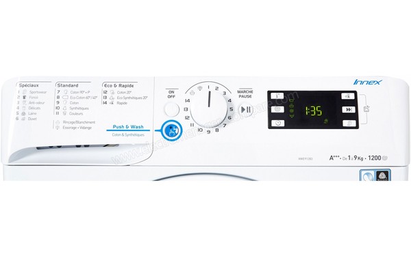 INDESIT XWE 91283X W FR - Panneau de commandes (cr&eacute;dit : Boulanger)