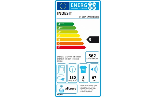 INDESIT YT CHA CM10 8B FR - &Eacute;tiquette &eacute;nergie