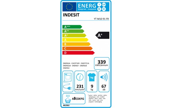 INDESIT YTM1091FR - &Eacute;tiquette &eacute;nergie