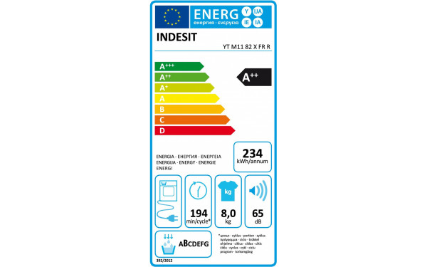 INDESIT YTM1182XFRR - &Eacute;tiquette &eacute;nergie