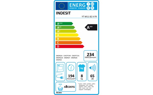 INDESIT YTM1182XFR - &Eacute;tiquette &eacute;nergie
