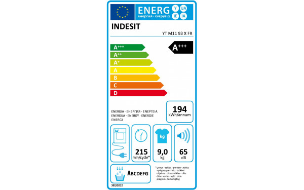 INDESIT YTM1193XFR - &Eacute;tiquette &eacute;nergie