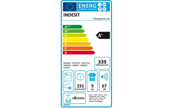 INDESIT YTNM1091FR - &Eacute;tiquette &eacute;nergie