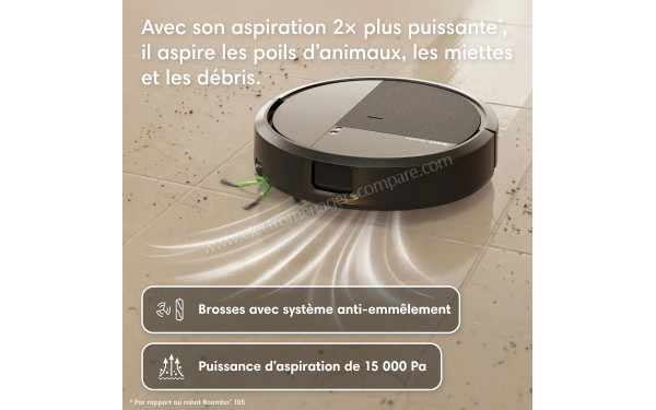 IROBOT Roomba 115 Combo Base AutoEmpty Noir - Aspiration puissante