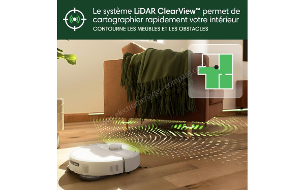 IROBOT Roomba Plus 405 Combo AutoWash Dock Blanc - Syst&egrave;me de cartographie LIDAR ClearView
