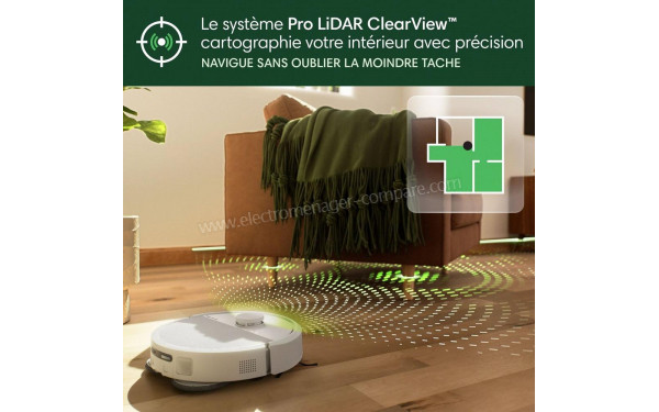 IROBOT Roomba Plus 505 Combo AutoWash Blanc - Syst&egrave;me de cartographie LIDAR ClearView