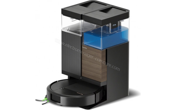 IROBOT Roomba Plus 575 Combo AutoWash Noir - Vue de 3/4 droite sur la station de chargement