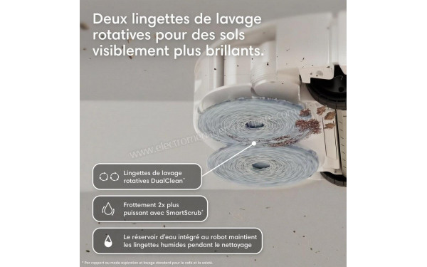 IROBOT Roomba Plus 575 Combo AutoWash Blanc - Lingettes de lavage rotatives