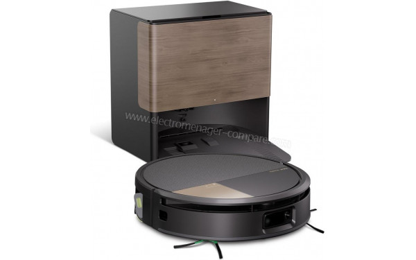 IROBOT Roomba Max 775 Combo AutoWash Noir - Vue de 3/4 gauche avec station de chargement